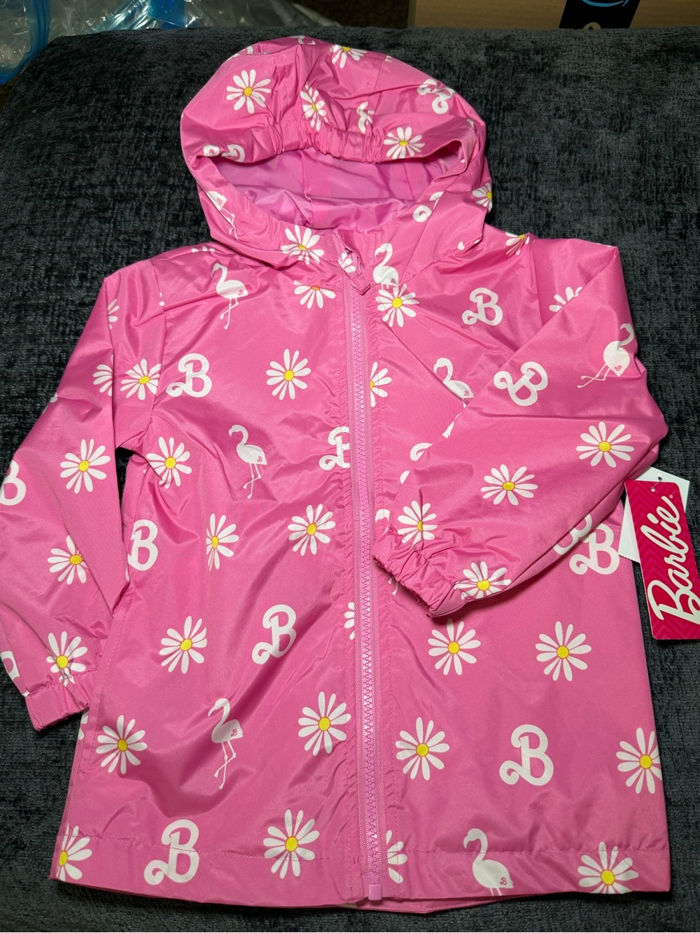 Barbie Pink Girls' 3T Floral Rain Jacket NWT